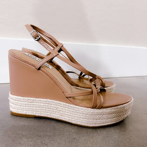 Steve Madden Whitlee Platform Espadrille Wedge Sandals Tan Beige Size 10 NWT - Picture 3 of 10
